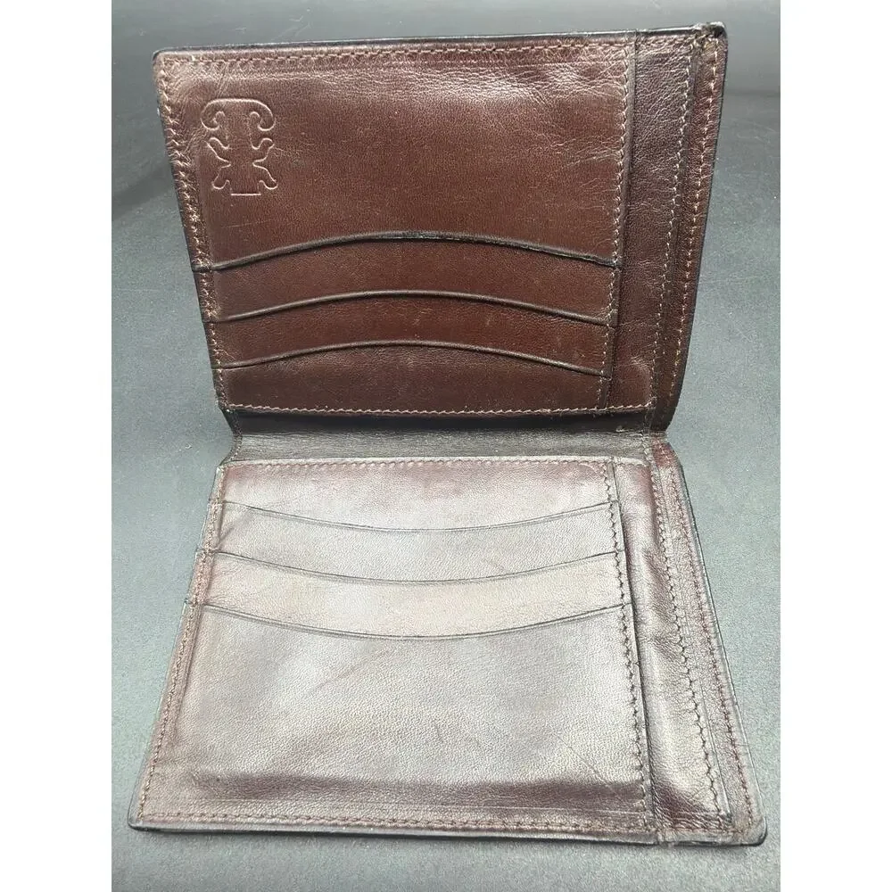 Brown Genuine Leather Bifold Credit Card Wallet Slim Pocket Organizer Unbranded